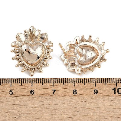 Brass Heart Stud Earrings EJEW-Z131-01KCG-1