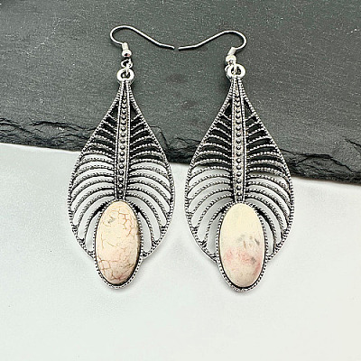 Synthetic Turquoise Dangle Earrings RG8446-2-1