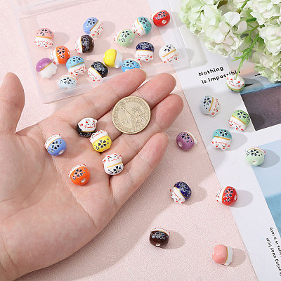 30Pcs 15 Colors Handmade Porcelain Beads PORC-CA0001-21-1