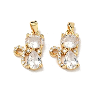 Brass Micro Pave Clear Cubic Zirconia Pendants KK-H265-05G-1