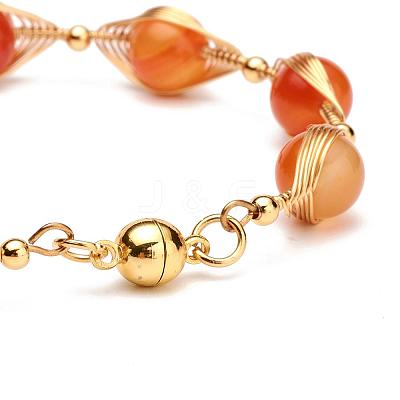 Natural Carnelian Beaded Bracelets for Men Women BJEW-TA00012-01-1