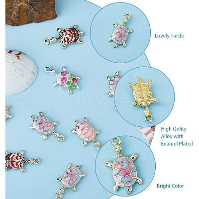 24Pcs 6 Colors Alloy Enamel Pendants FIND-FH0005-69-1