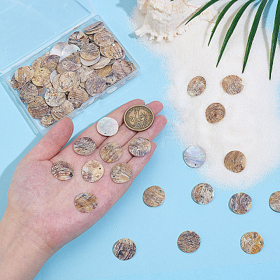 120Pcs Natural Akoya Shell Pendants SHEL-ME0001-01-1