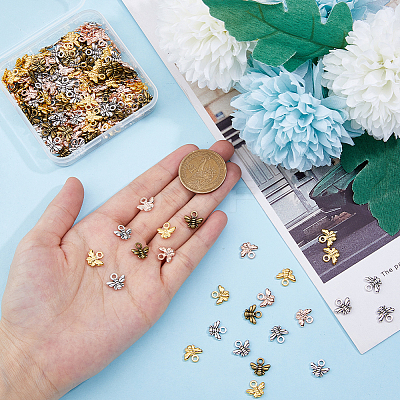 200PCS 4Colors Tibetan Style Charms TIBEP-DC0001-04-1
