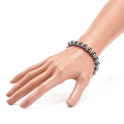 Synthetic Hematite Stretch Bracelet Rhinestone Beaded BJEW-JB08335-02-1
