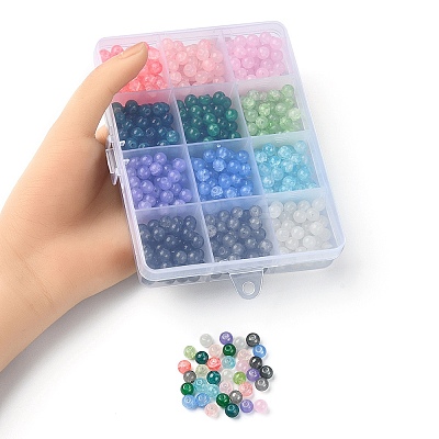 840Pcs 12 Colors Baking Paint Crackle Glass Bead Strands DGLA-YW0001-10-1