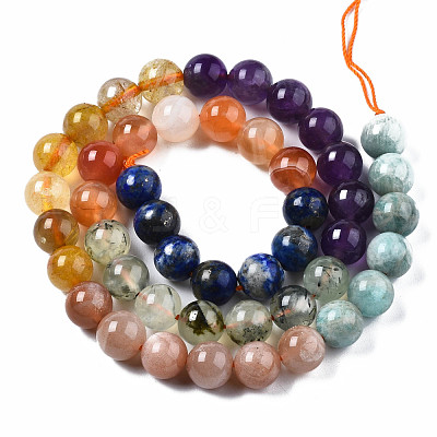 Natural Amazonite & Sunstone & Citrine & Amethyst & Prehnite & Botswana Agate & Lapis Lazuli Beads Strands G-S376-003B-1