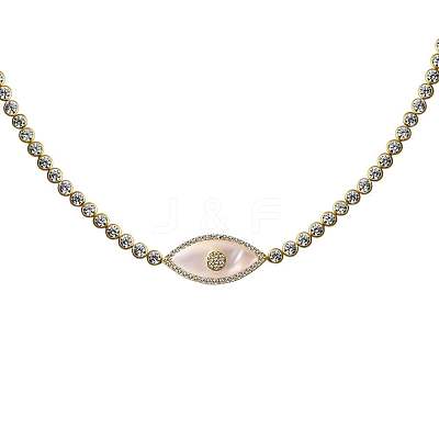 Opalite Evil Eye Brass Pave Clear Cubic Zirconia Tennis Chocker Necklaces WG874A5-01-1
