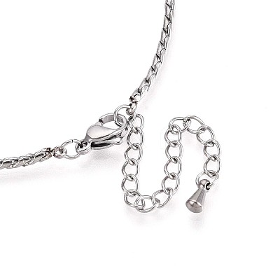 304 Stainless Steel Crystal Rhinestone Rectangle Link Chain Necklaces NJEW-T016-07S-1