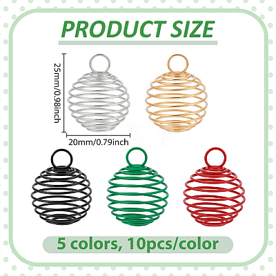 50Pcs 5 Colors Spray Painted Stainless Steel Wire Pendants FIND-PH0027-06-1