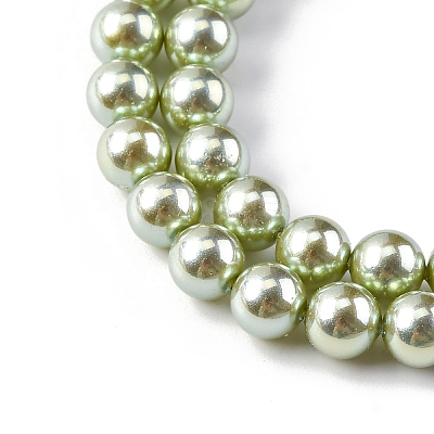 UV Plating Pearlized Glass Pearl Beads Strands GLAA-F128-01A-T21-1