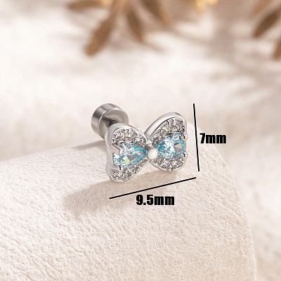 304 Stainless Steel Cubic Zirconia Stud Earrings FS-WGE3C70-03-1