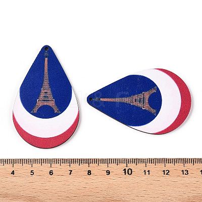 French Theme Printed Wood Pendants WOOD-N016-11-1