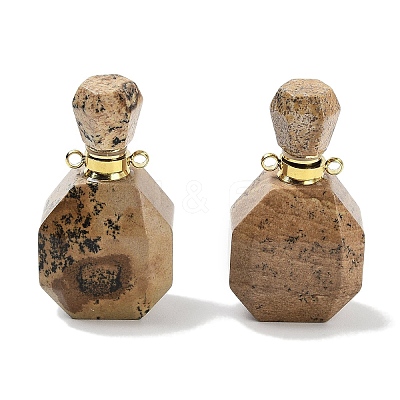 Natural Picture Jasper Perfume Bottle Pendants G-Q163-10G-06-1