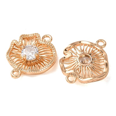 Brass Pave Clear Cubic Zirconia Connector Charms CU-CBAEC99-11G-1