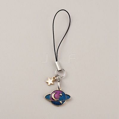 Cute Cartoon Planet Alloy Enamel Mobile Straps Lanyards HJEW-WH0068-07B-1