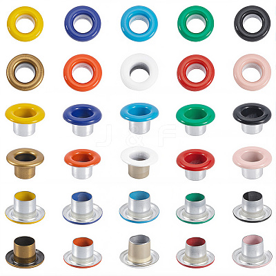 200 Sets 10 Colors Iron Grommet Eyelet Findings SCRA-GF0001-10B-06-1