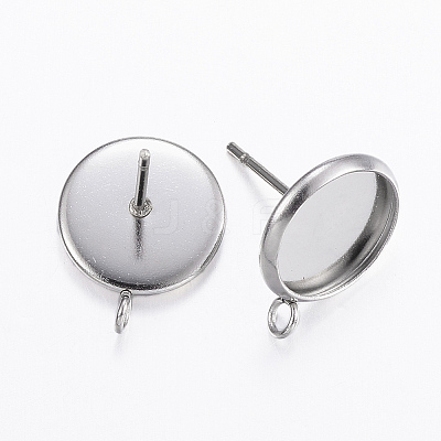Non-Tarnish 304 Stainless Steel Stud Earring Settings X-STAS-H380-C-13P-1