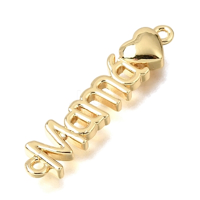 Mother's Day Brass Word Mama with Heart Links Connector Charms KK-C263-25A-G-1