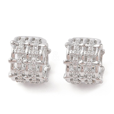 Rack Plating Brass Micro Pave Clear Cubic Zirconia Cuff Earrings for Women EJEW-G394-02P-1