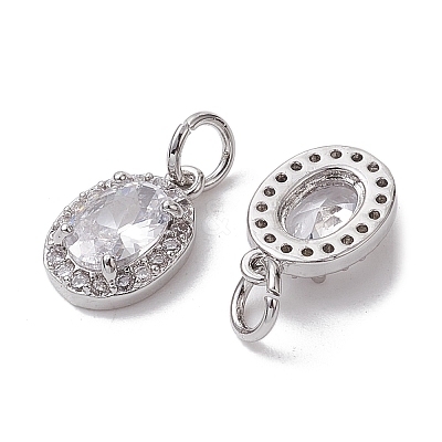 Brass Micro Pave Clear Cubic Zirconia Charms KK-K360-17P-1
