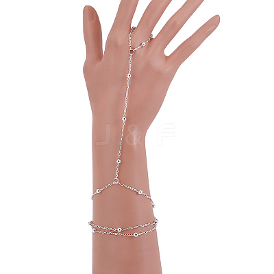 4Pcs Brass Satellite Chains Finger Ring Bracelets BJEW-HY0001-05S-1