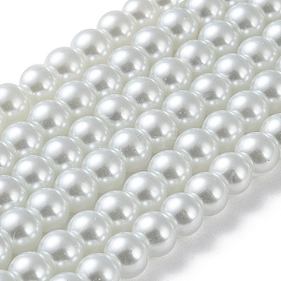 White Glass Pearl Round Loose Beads For Jewelry Necklace Craft Making X-HY-8D-B01-1