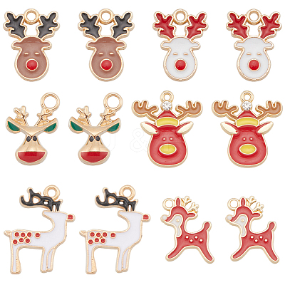 60Pcs 6 Styles Alloy Enamel Pendants ENAM-SC0005-23-1