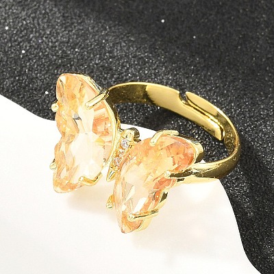 Brass Micro Pave Cubic Zirconia Finger Rings GL-CBA65A8-01G-1
