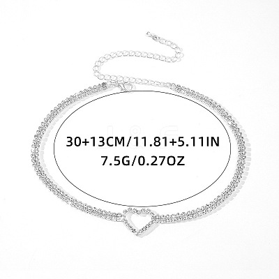 Heart Alloy Full Crystal Rhinestone Link Chain Choker Necklaces for Women FS-WGC99F9-01-1