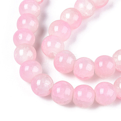 Crackle Baking Paint Imitation Jade Glass Beads Strands DGLA-YW0001-17B-1