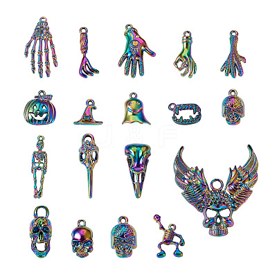 36Pcs Halloween Rainbow Color Alloy Pendants PALLOY-BY0001-01-1