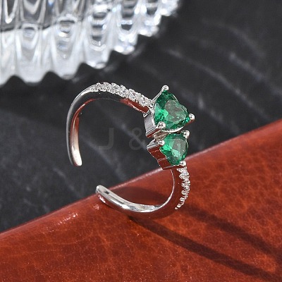 Brass Micro Pave Cubic Zirconia Cuff Open Rings RJEW-Z145-03P-1
