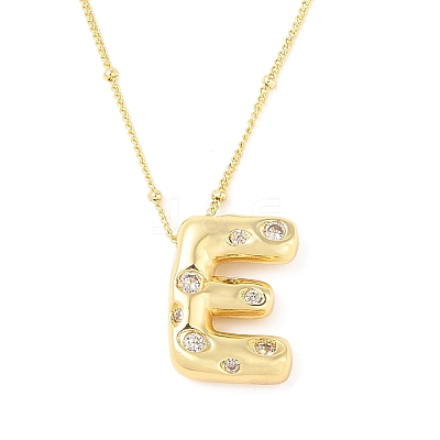 Brass Micro Pave Clear Cubic Zirconia Pendant Necklaces NJEW-Z038-01G-E-1