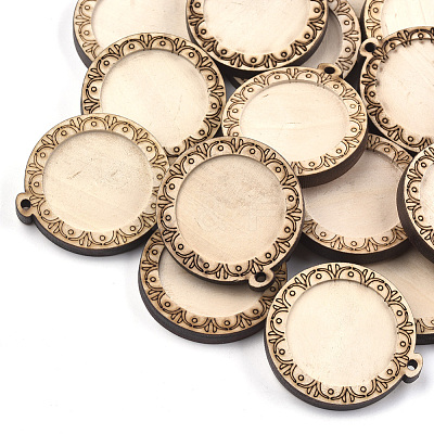 Wooden Pendant Cabochon Settings WOOD-S044-20A-1