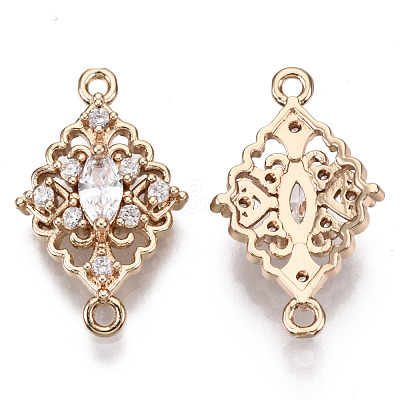 Brass Micro Pave Cubic Zirconia Links Connectors X-KK-R111-010-B01-1