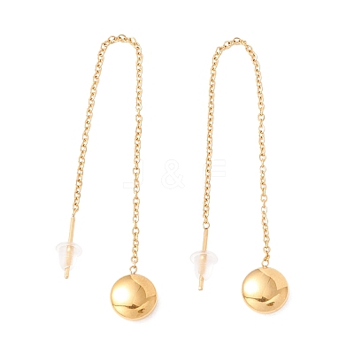 Long Chain with Round Ball Dangle Stud Earrings EJEW-A067-17G-1