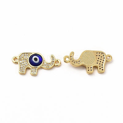Rack Plating Real 18K Gold Plated Brass Micro Pave Clear Cubic Zirconia Connector Charms ZIRC-L102-05G-1
