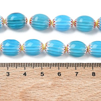 Handmade Millefiori Glass Oval Bead Strands LK-Z001-01A-03-1