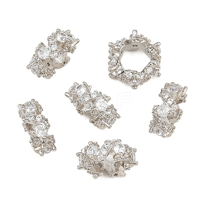 Heartbeat Brass Micro Pave Clear Cubic Zirconia European Beads CU-CBA6A75-22P-1