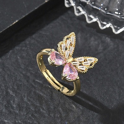 Brass & Cubic Zirconia Finger Rings CU-CBA7E55-10G-1