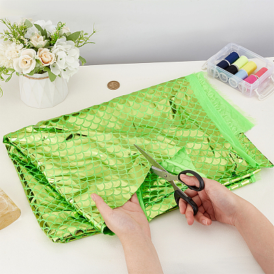 Fish Scale Pattern Polyester Fabric DIY-WH0569-92C-1