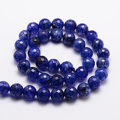 Dyed Natural Agate Faceted Round Beads Strands G-E320E-8mm-08-1