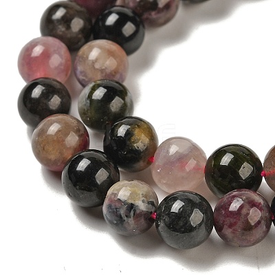 Natural Multicolor Tourmaline Round Bead Strands G-F269-05-6mm-1