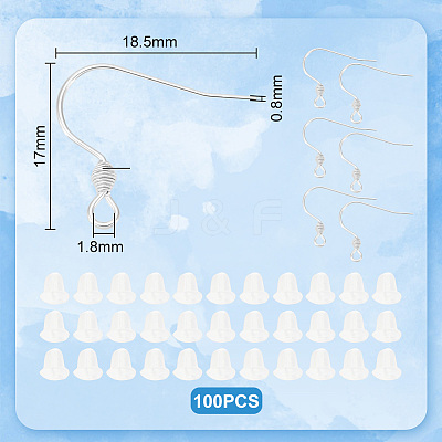 100Pcs 304 Stainless Steel Earring Hooks STAS-UN0036-31-1