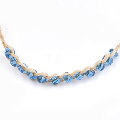 Handmade Braided Raffia Bracelets AJEW-S072-39D-1