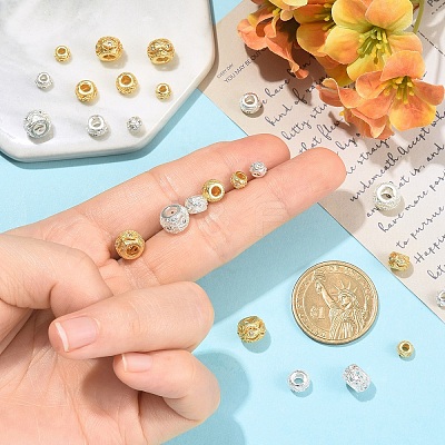 9Pcs 3 Styles Brass Micro Pave Clear Cubic Zirconia Beads KK-YW0004-43G-1
