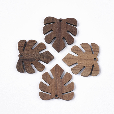 Undyed Walnut Wood Pendants X-WOOD-T023-11-1