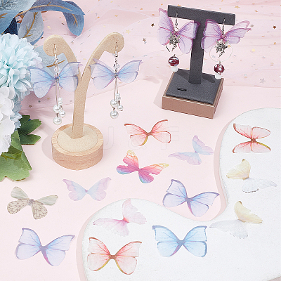 180Pcs 9 Style Two Tone Polyester Fabric Wings Crafts Decoration FIND-SC0004-16-1