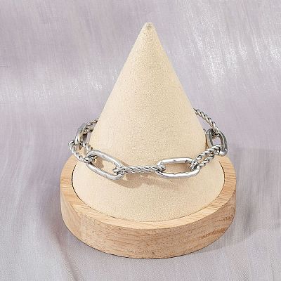 304 Stainless Steel Paperclip Chain Bracelets for Women Men BJEW-Z143-24P-1